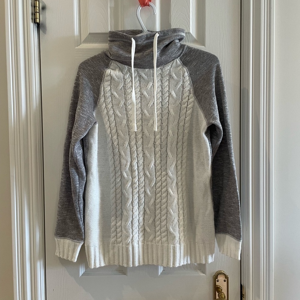 Gray and white knit sweater